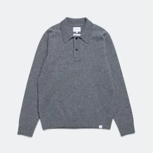 Norse Projects Kleidung Standard Merino Lambswool Polo - Grau Melange