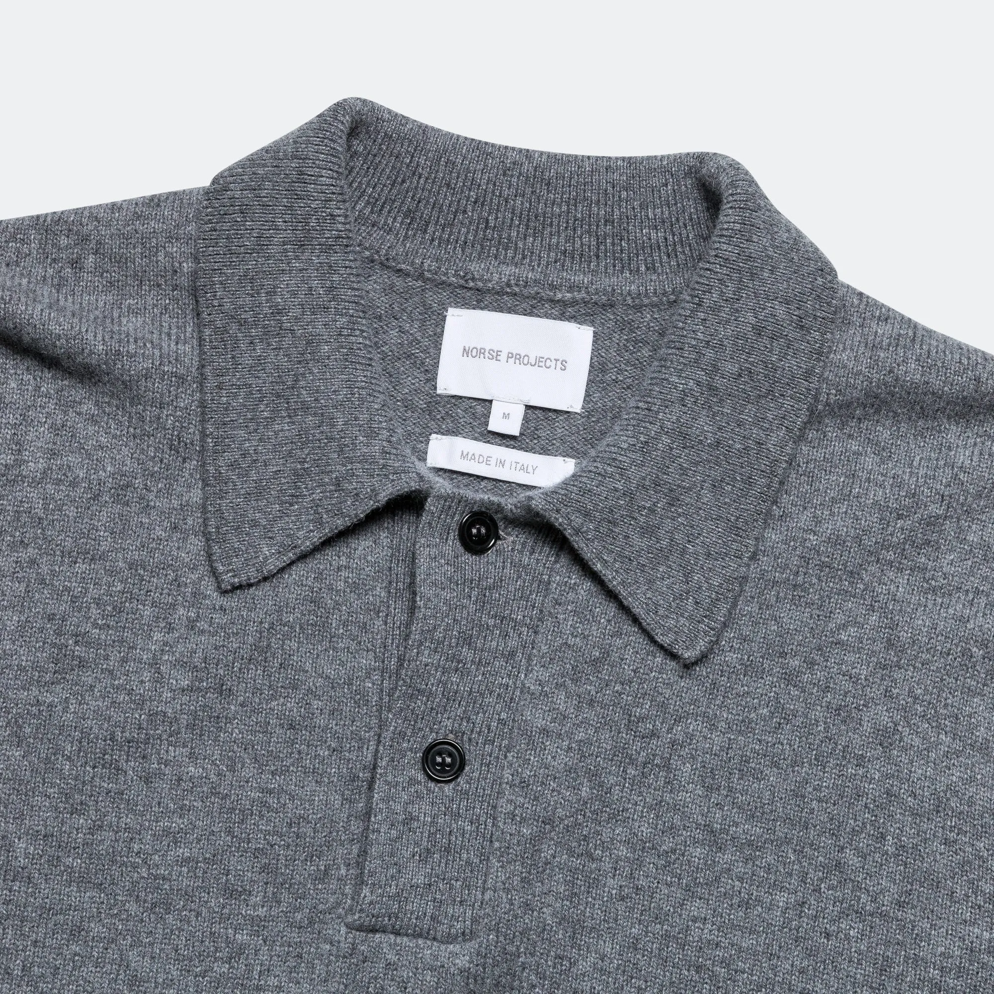 Norse Projects Kleidung Standard Merino Lambswool Polo - Grau Melange