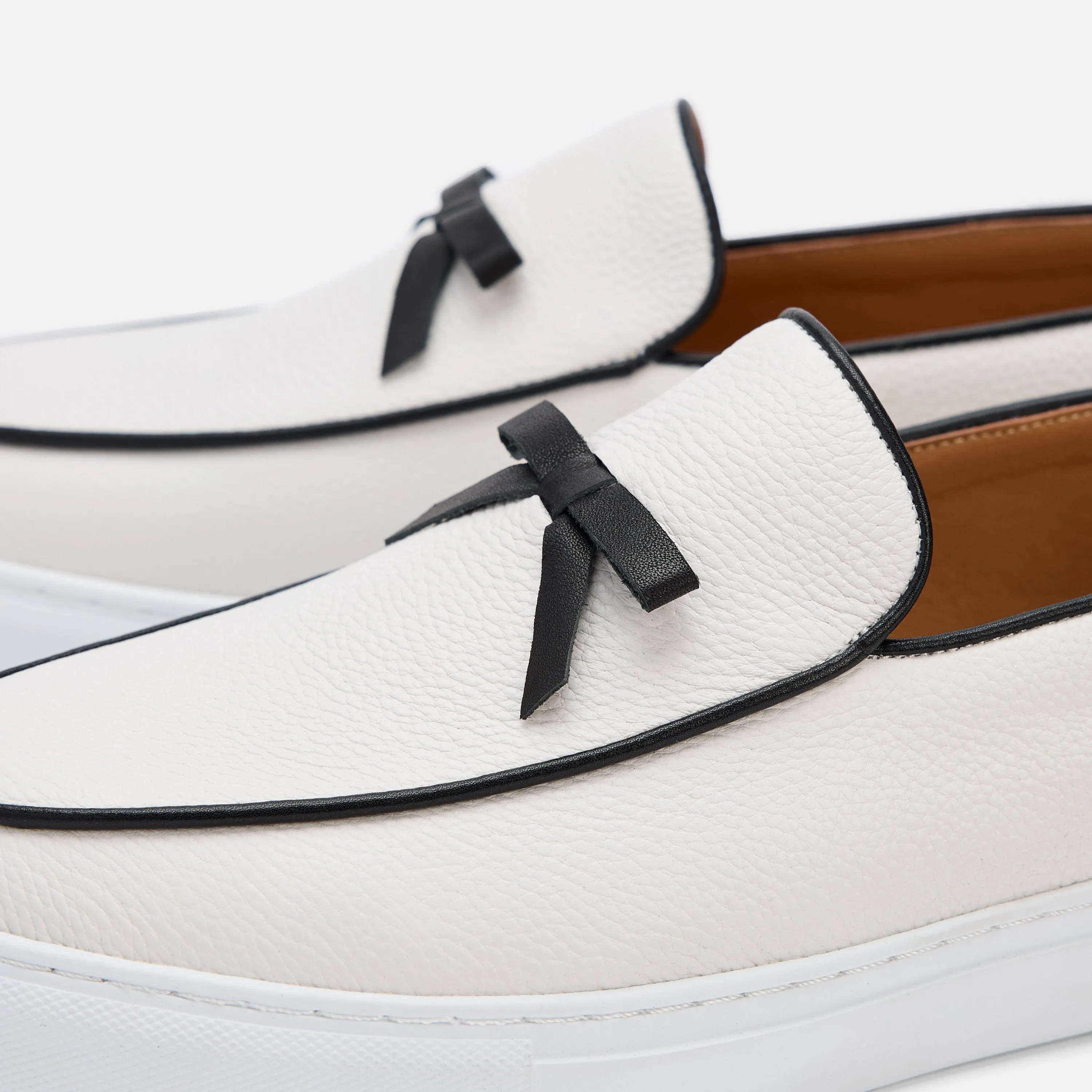 Odell Weiße Leder Belgische Loafers Sneaker