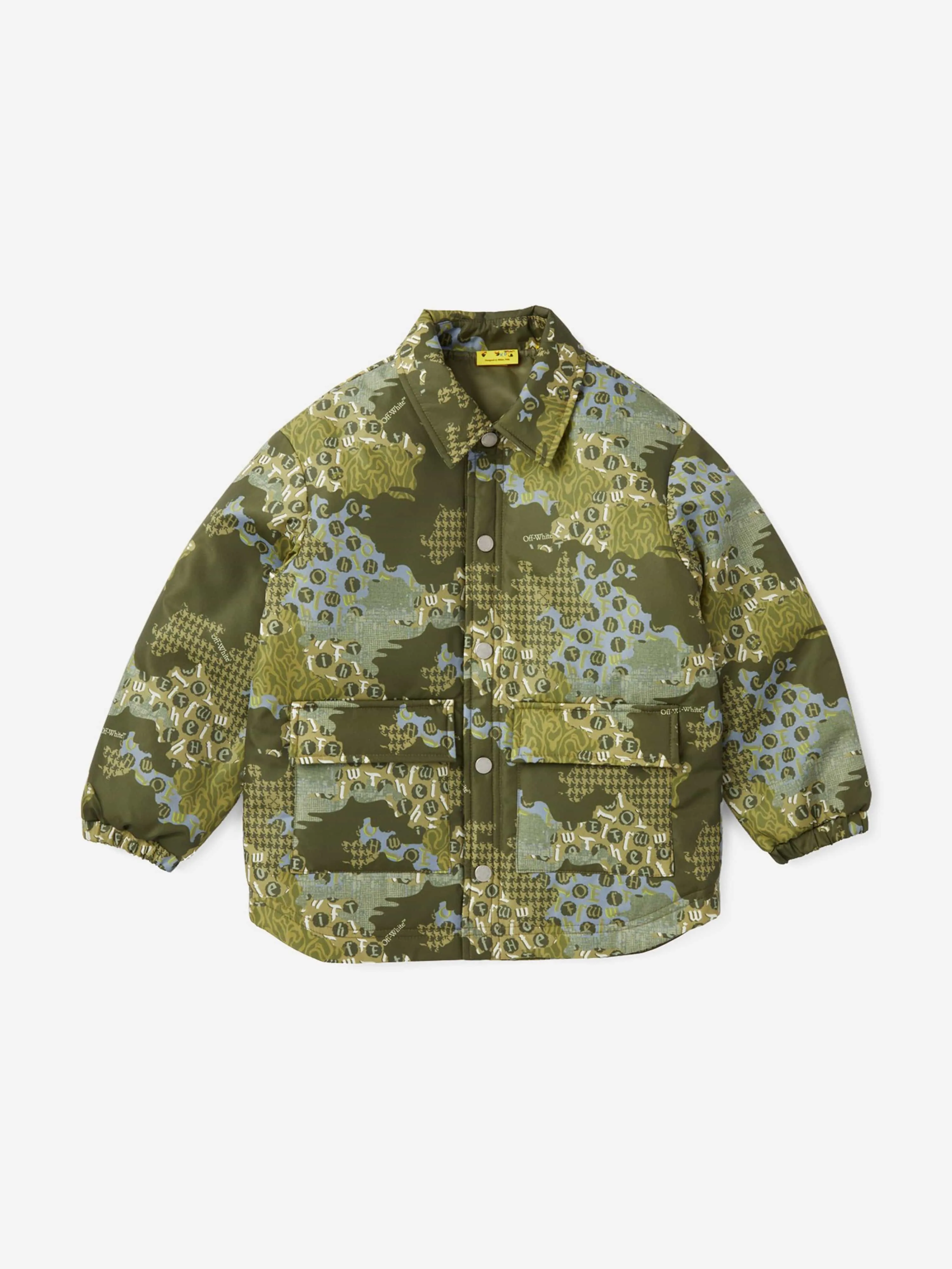 Off-White Boys Verrücktes Camo Steppjacke in Grün