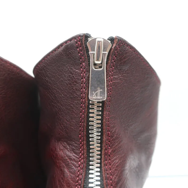 Officine Creative Plateform Knöchelstiefel Weinrot Leder Größe 40 High Heel Booties
