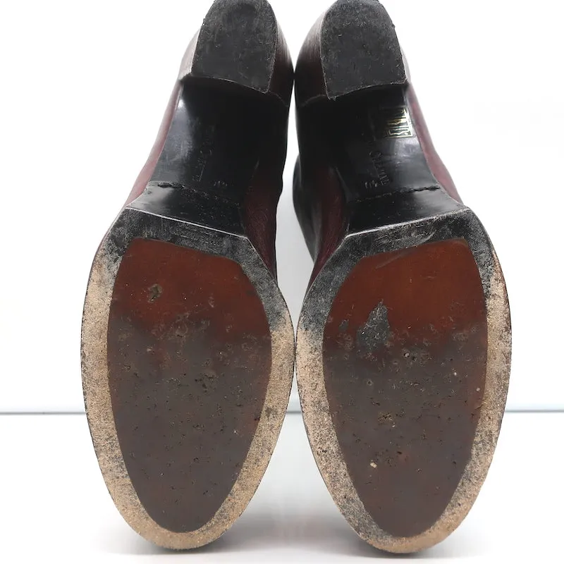 Officine Creative Plateform Knöchelstiefel Weinrot Leder Größe 40 High Heel Booties