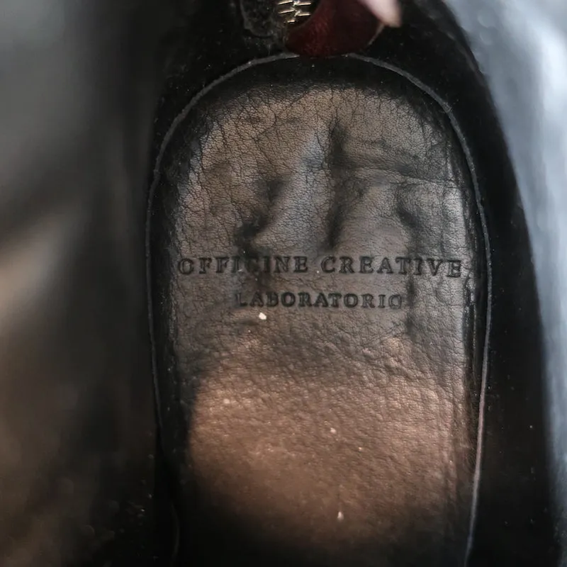 Officine Creative Plateform Knöchelstiefel Weinrot Leder Größe 40 High Heel Booties