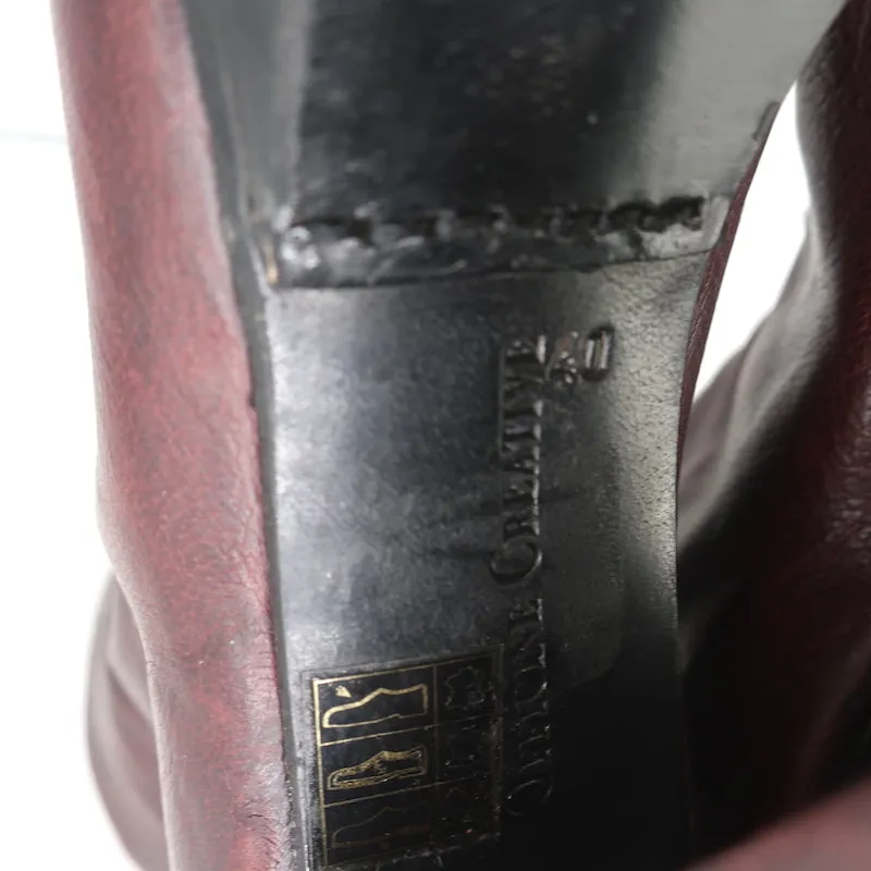 Officine Creative Plateform Knöchelstiefel Weinrot Leder Größe 40 High Heel Booties