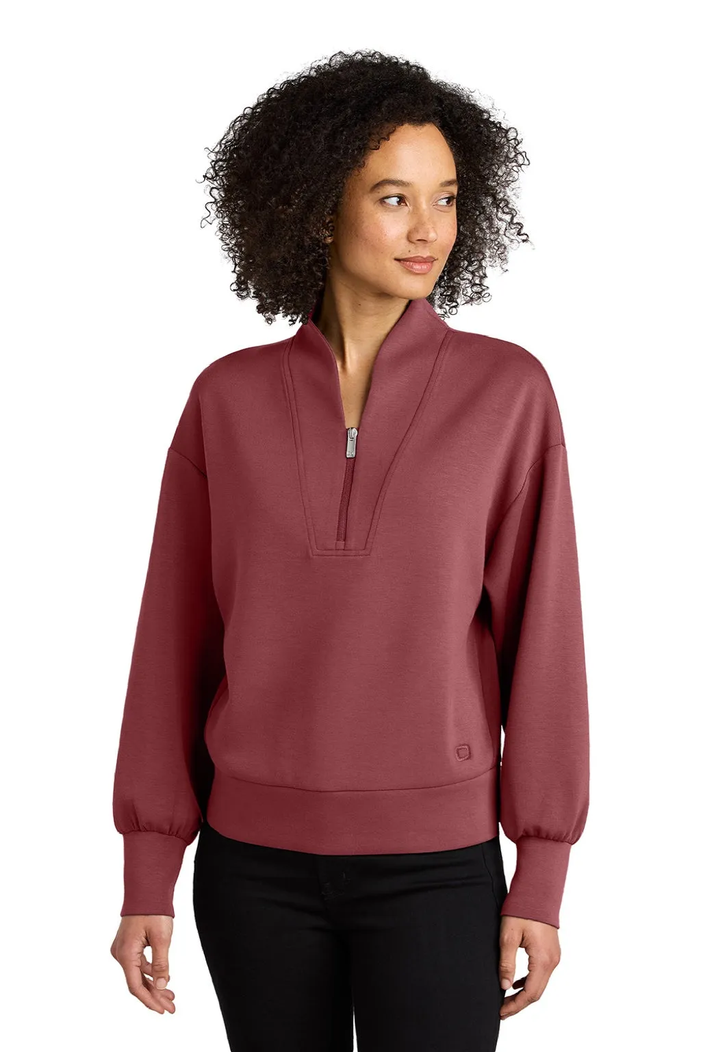 Ogio Damen Transcend 1/4-Zip Sweatshirt - Weiches Rubinrot