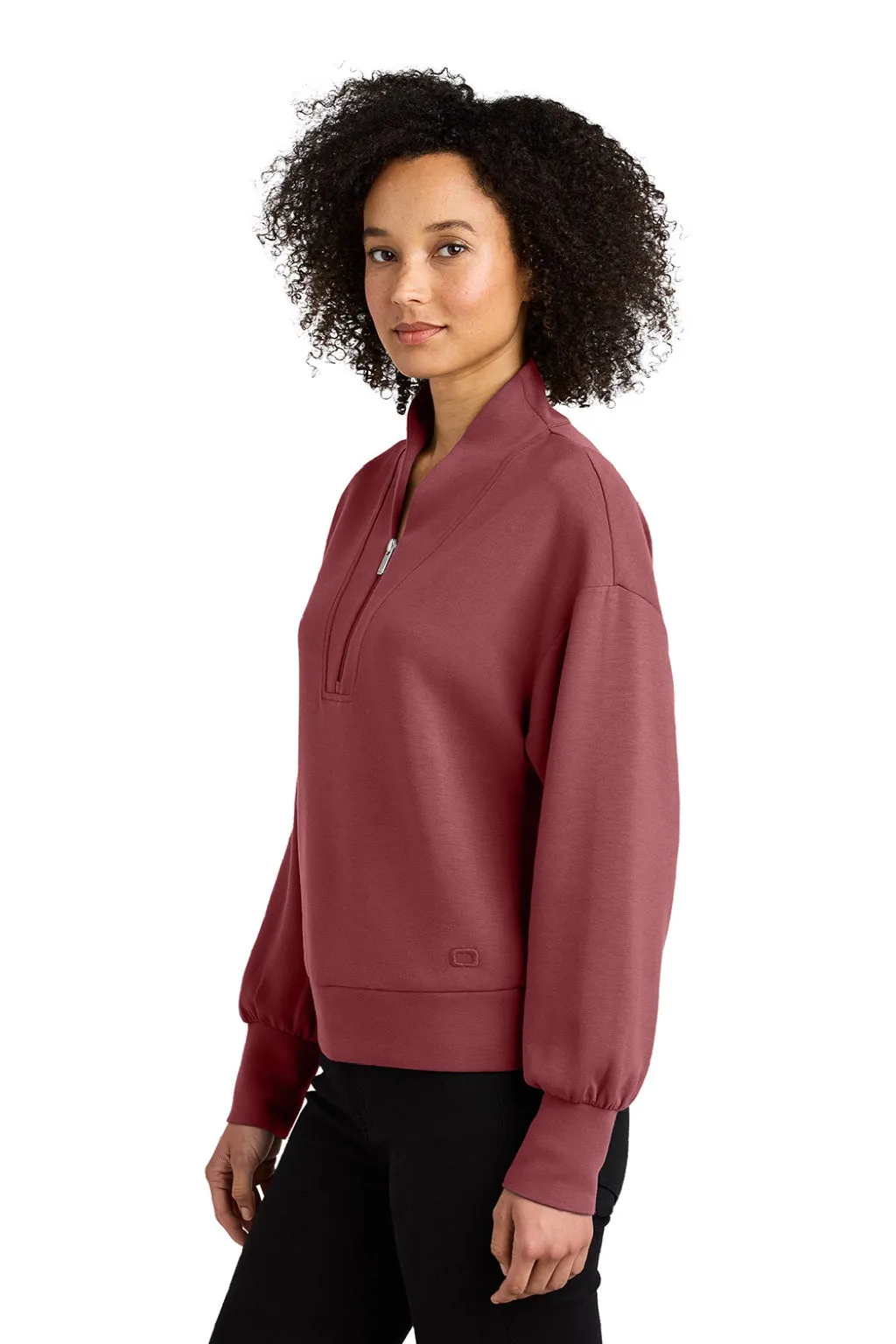 Ogio Damen Transcend 1/4-Zip Sweatshirt - Weiches Rubinrot