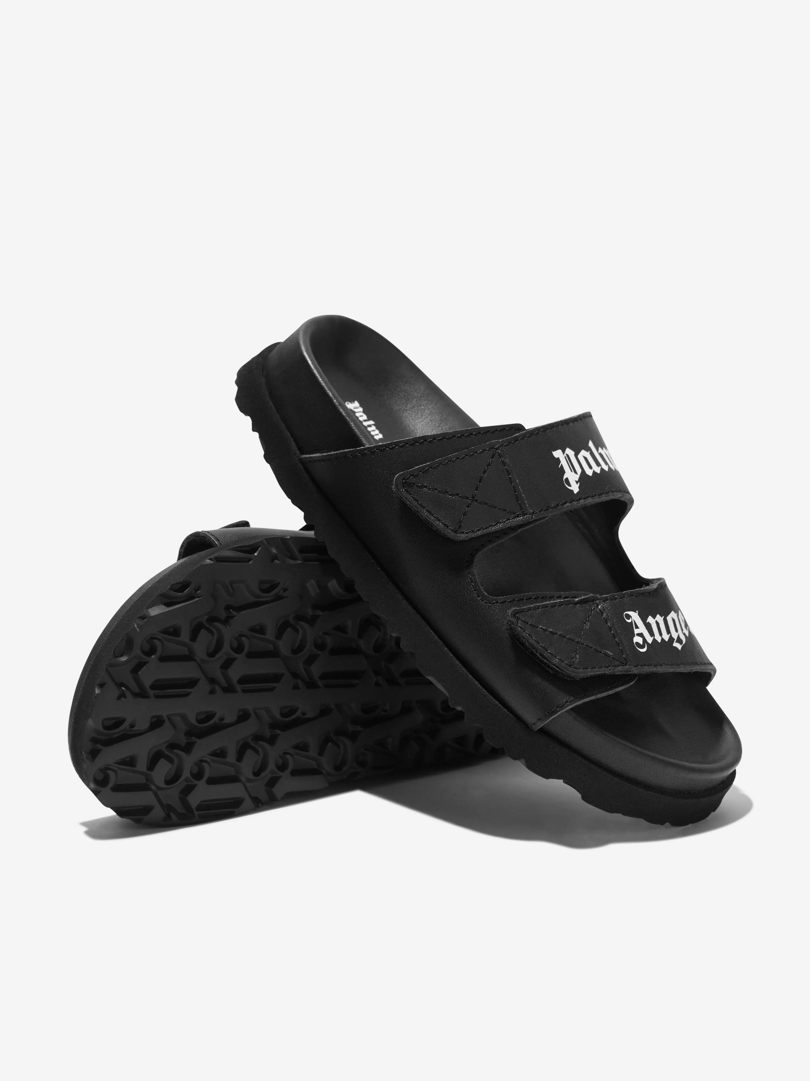 Palm Angels Kids Logo Sandalen in Schwarz