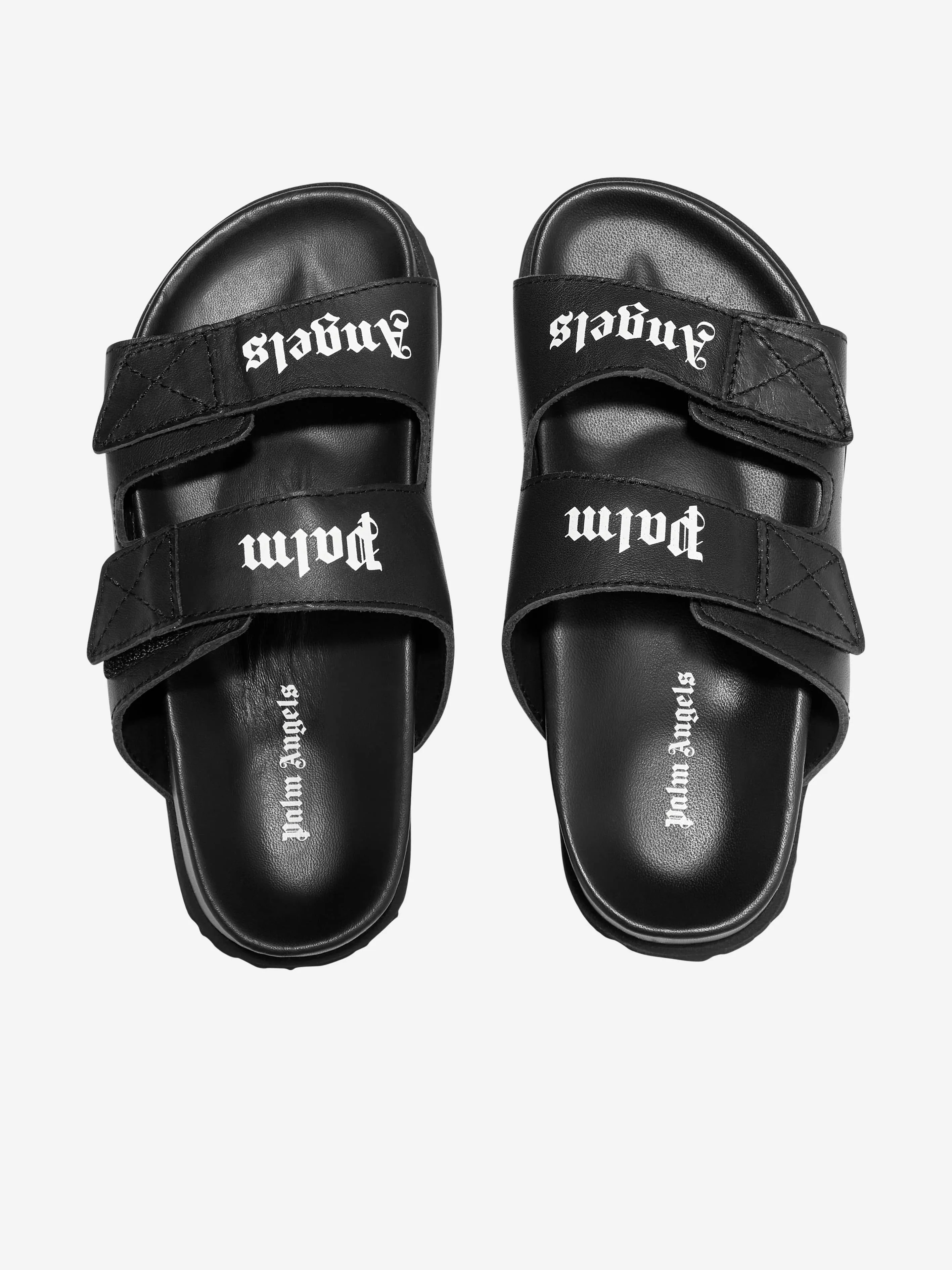 Palm Angels Kids Logo Sandalen in Schwarz
