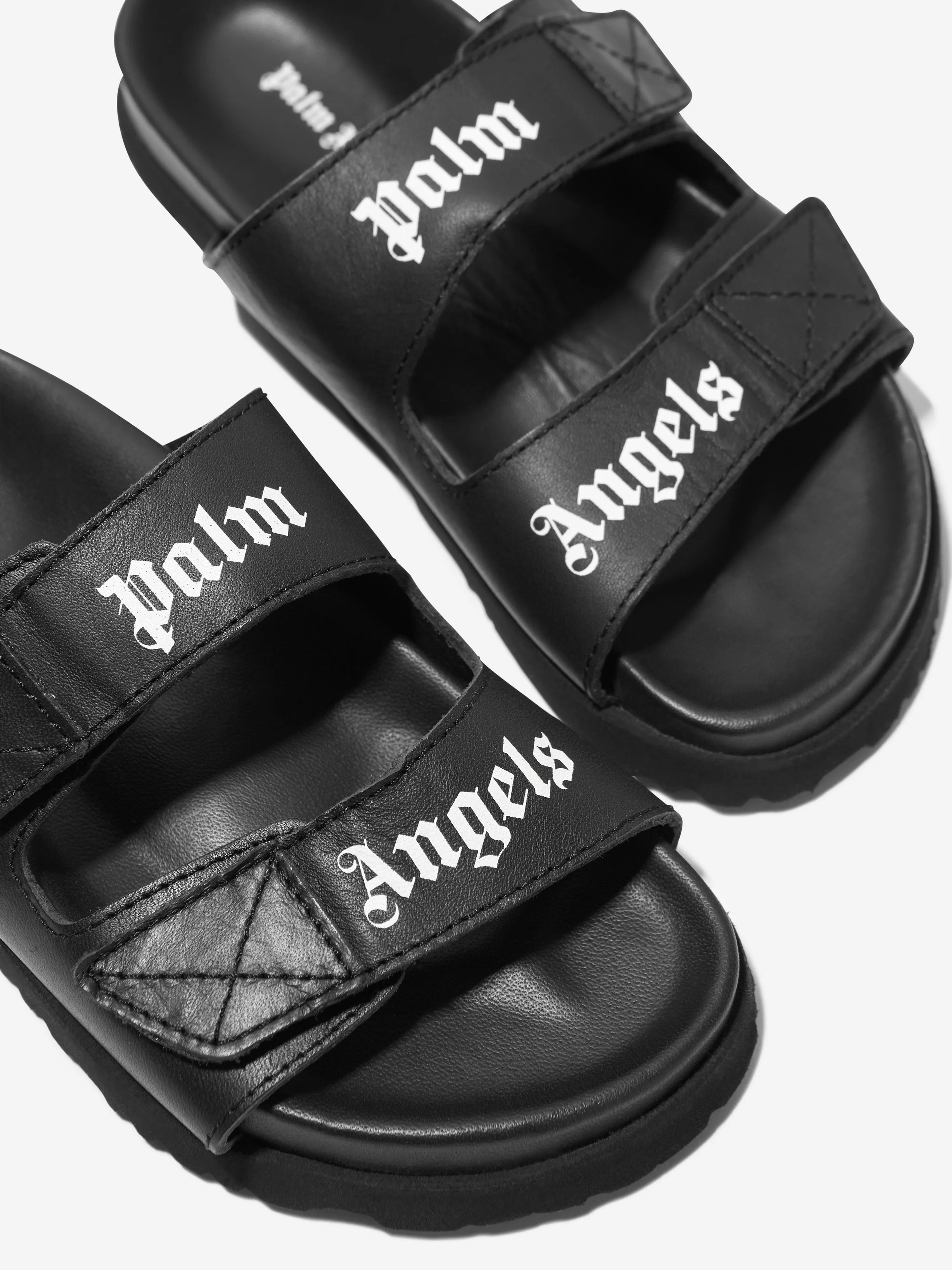 Palm Angels Kids Logo Sandalen in Schwarz