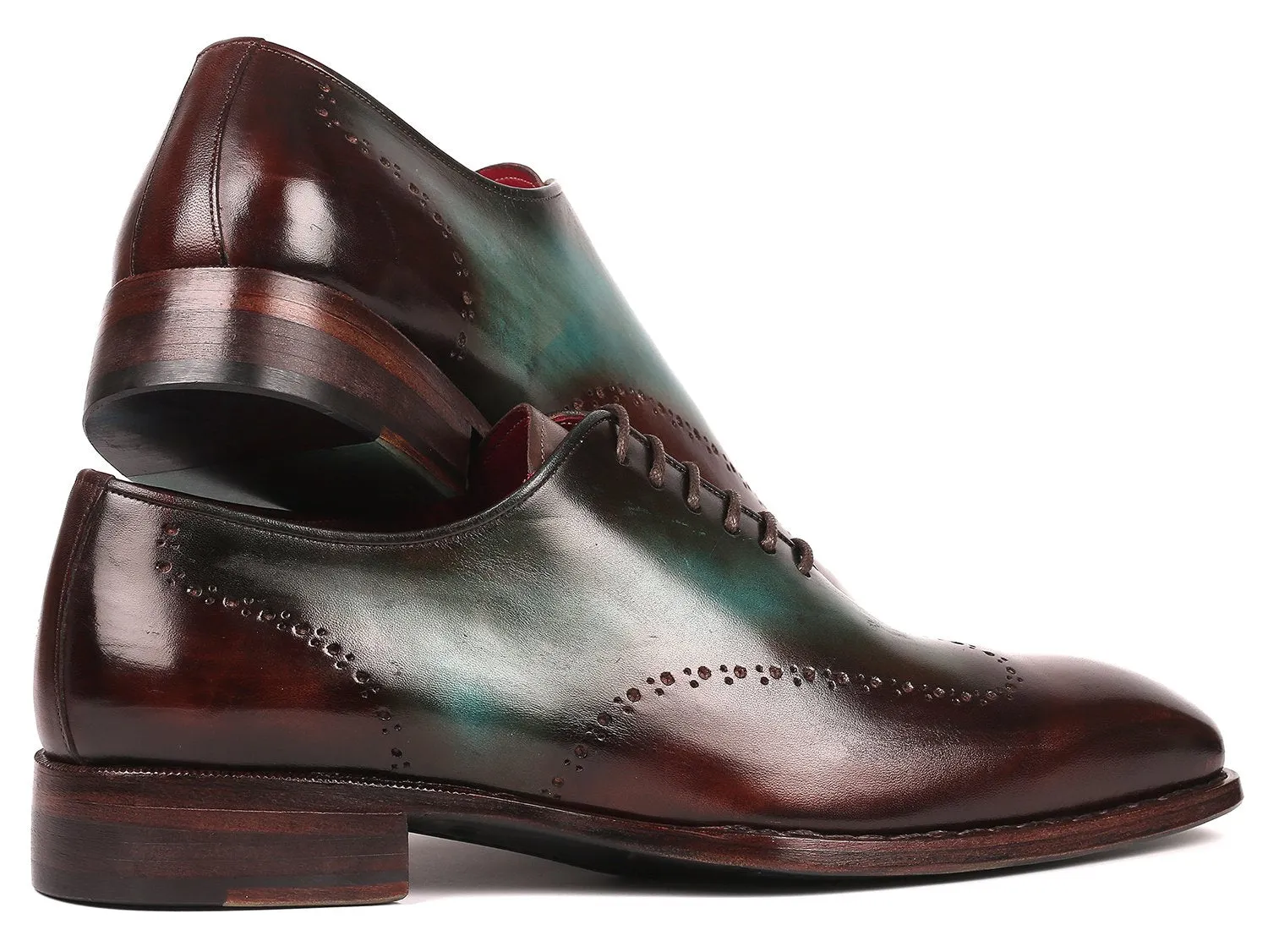 Paul Parkman Schuhe Paul Parkman Goodyear-Beschlagene Wingtip Oxfords in Braun & Türkis