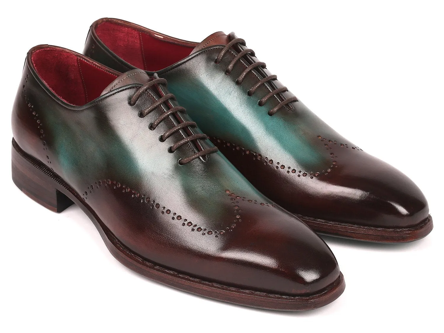 Paul Parkman Schuhe Paul Parkman Goodyear-Beschlagene Wingtip Oxfords in Braun & Türkis