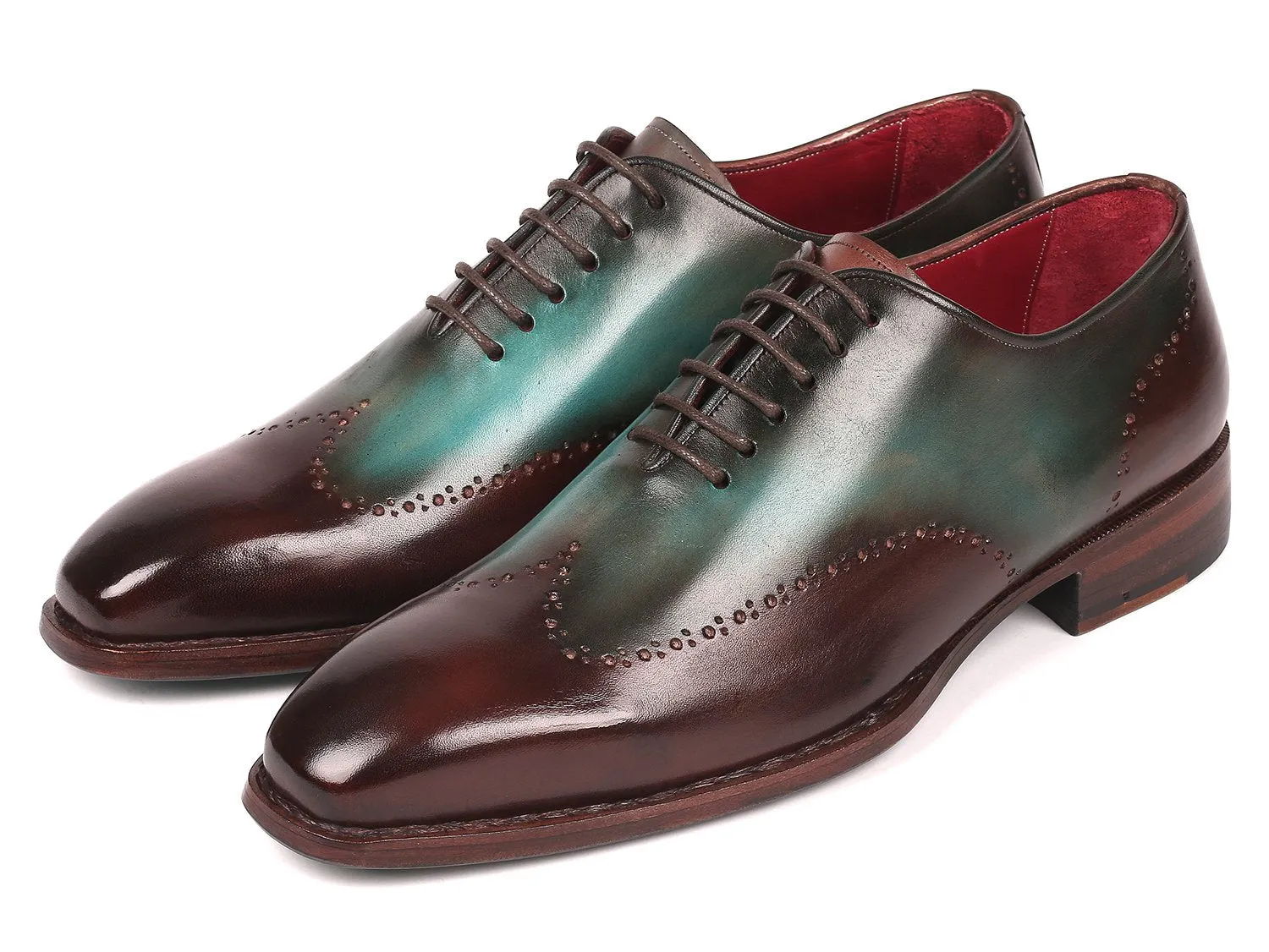Paul Parkman Schuhe Paul Parkman Goodyear-Beschlagene Wingtip Oxfords in Braun & Türkis