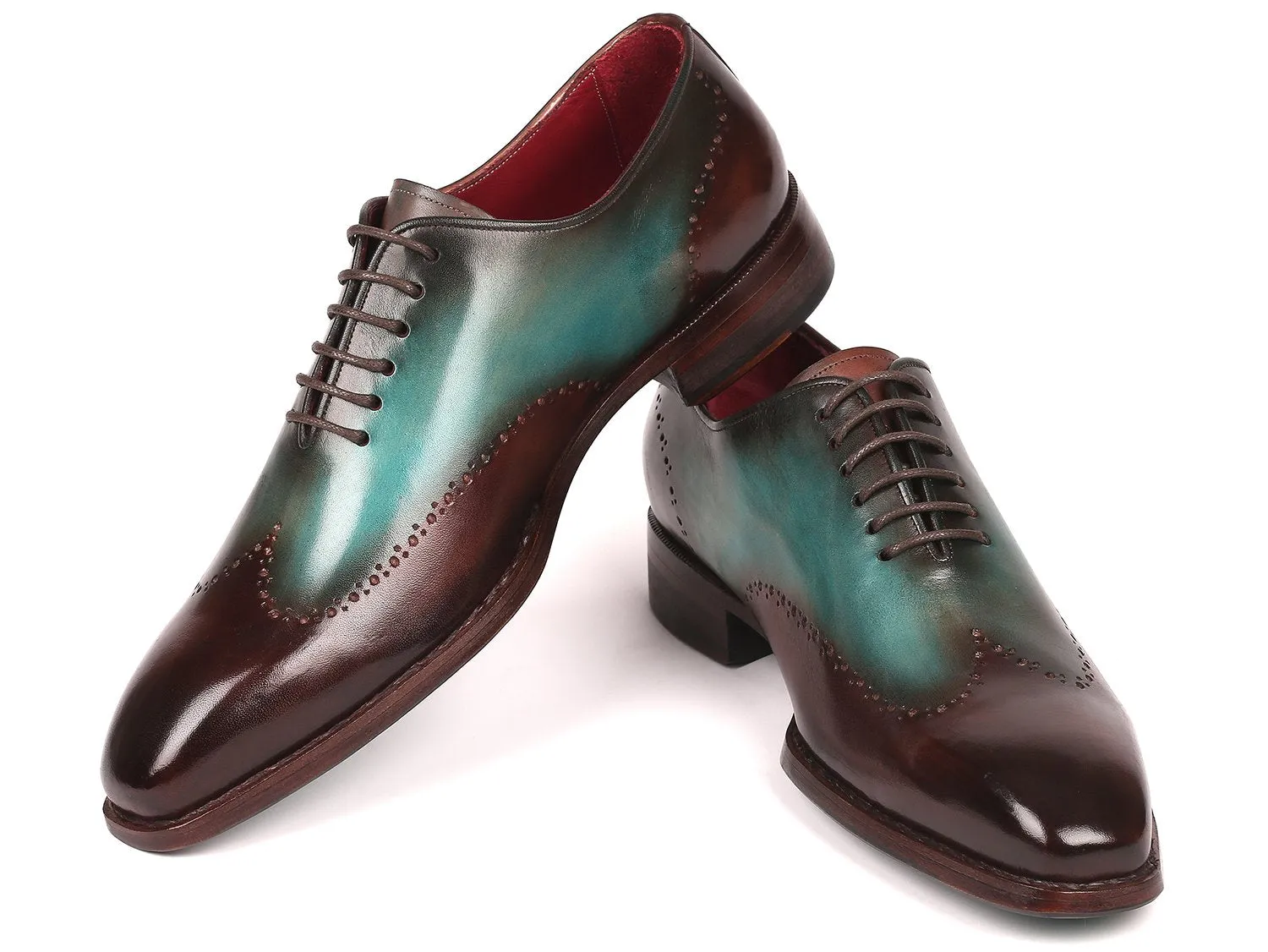 Paul Parkman Schuhe Paul Parkman Goodyear-Beschlagene Wingtip Oxfords in Braun & Türkis