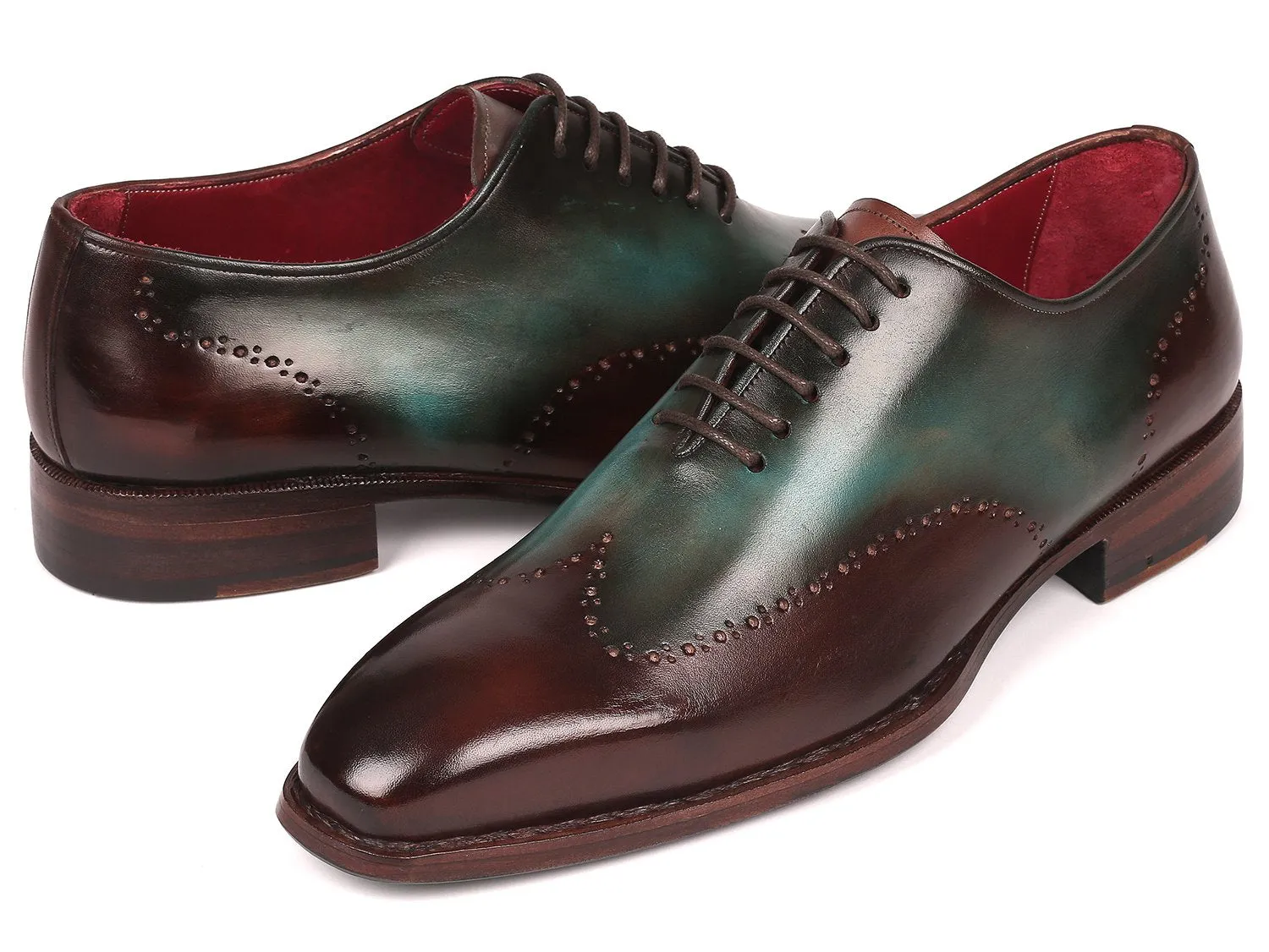 Paul Parkman Schuhe Paul Parkman Goodyear-Beschlagene Wingtip Oxfords in Braun & Türkis