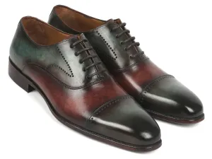 Paul Parkman Schuhe Paul Parkman Herren Cap Toe Oxfords in Grün & Braun
