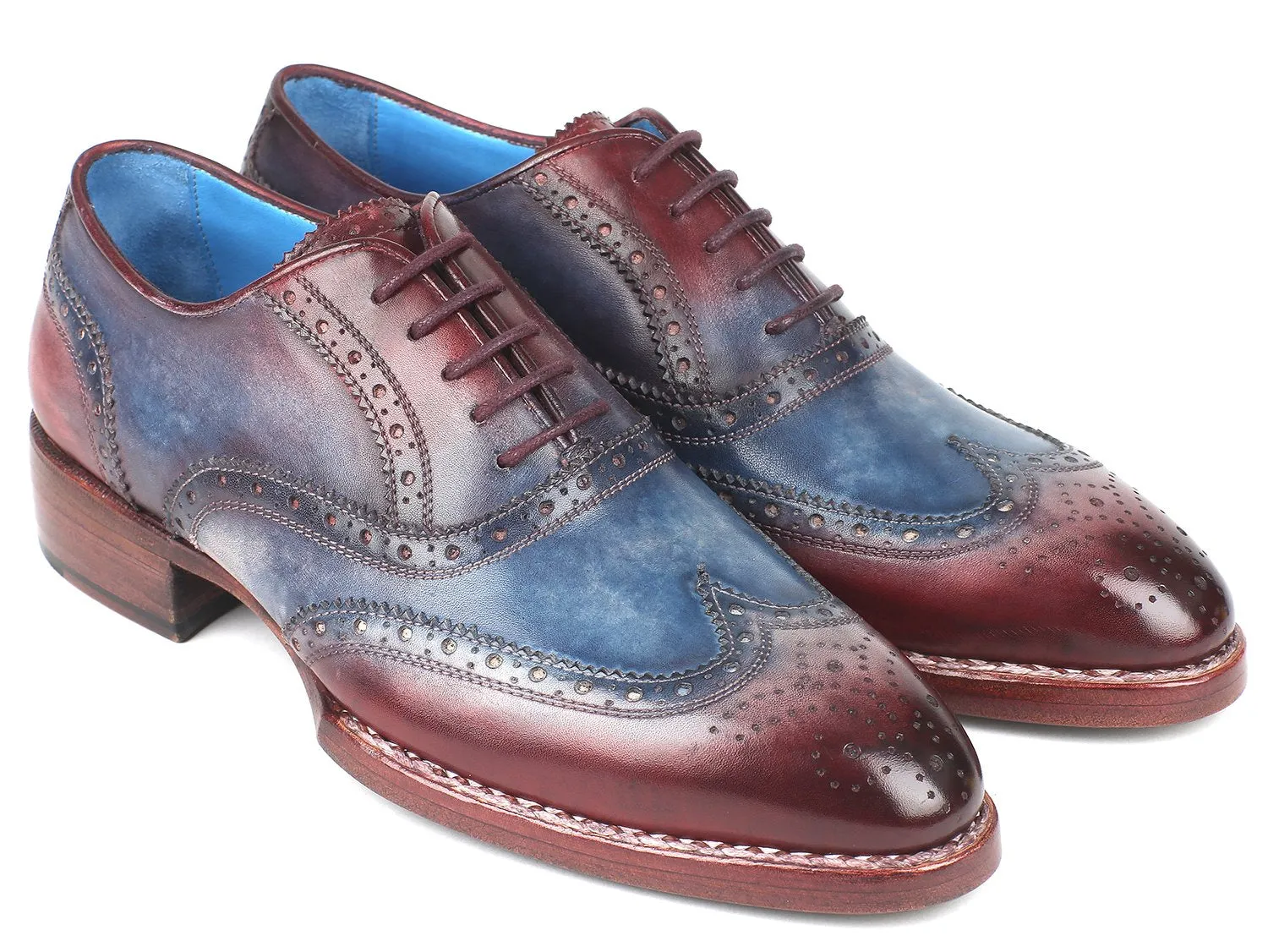 Paul Parkman Schuhe Paul Parkman Herren Goodyear-Beschlagene Wingtip Oxfords in Blau & Bordeaux