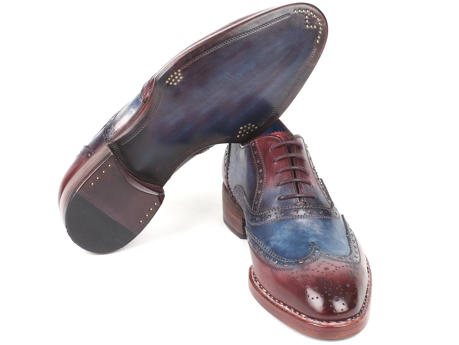 Paul Parkman Schuhe Paul Parkman Herren Goodyear-Beschlagene Wingtip Oxfords in Blau & Bordeaux