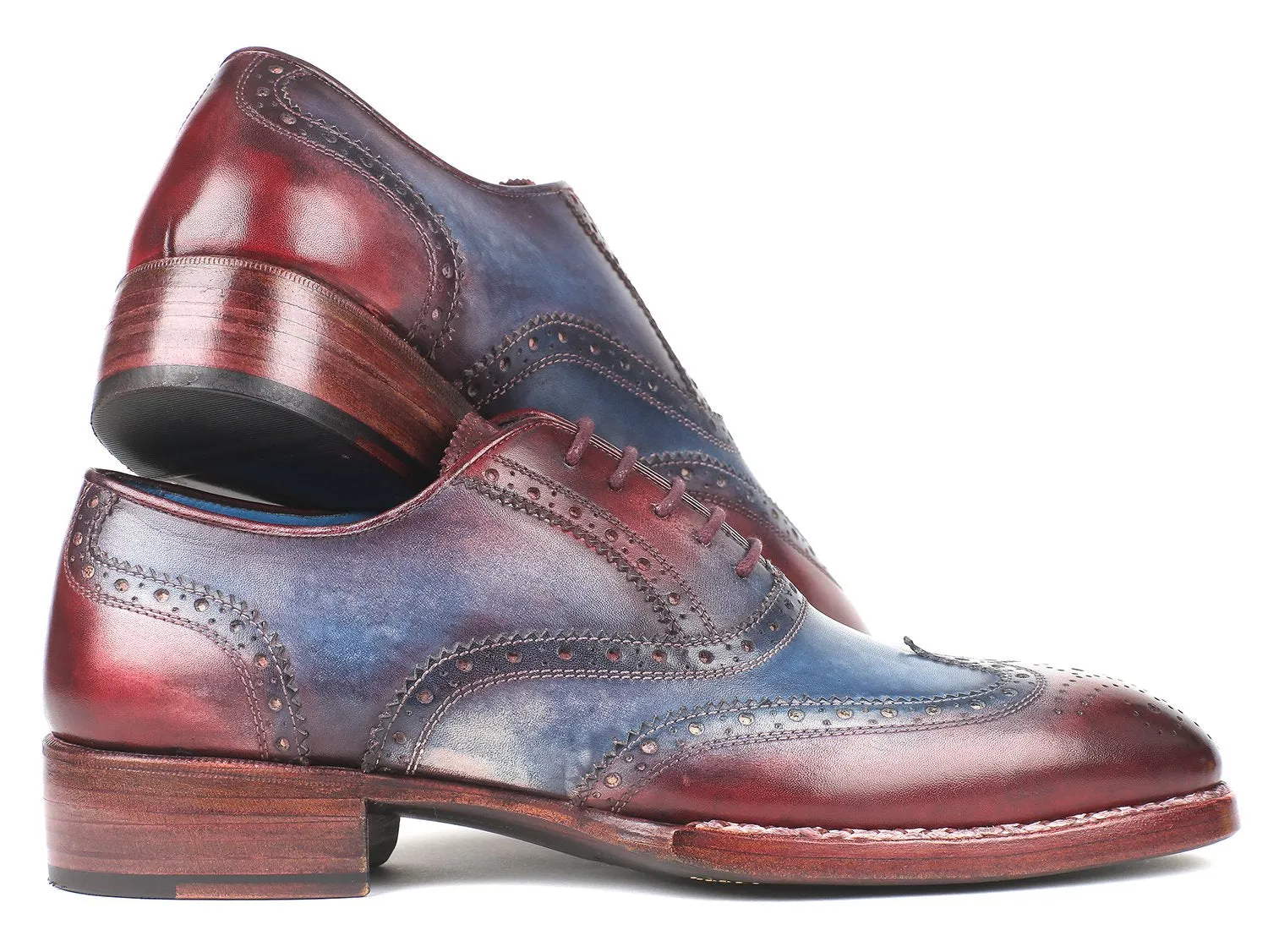 Paul Parkman Schuhe Paul Parkman Herren Goodyear-Beschlagene Wingtip Oxfords in Blau & Bordeaux