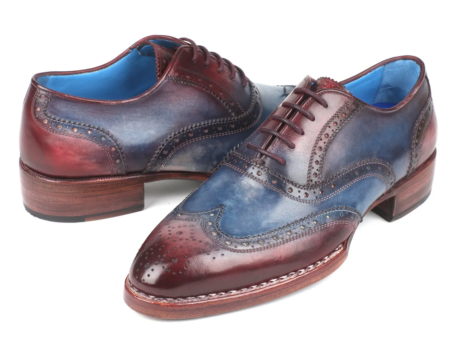 Paul Parkman Schuhe Paul Parkman Herren Goodyear-Beschlagene Wingtip Oxfords in Blau & Bordeaux