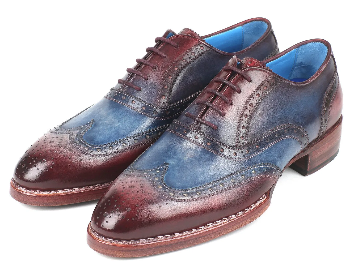 Paul Parkman Schuhe Paul Parkman Herren Goodyear-Beschlagene Wingtip Oxfords in Blau & Bordeaux