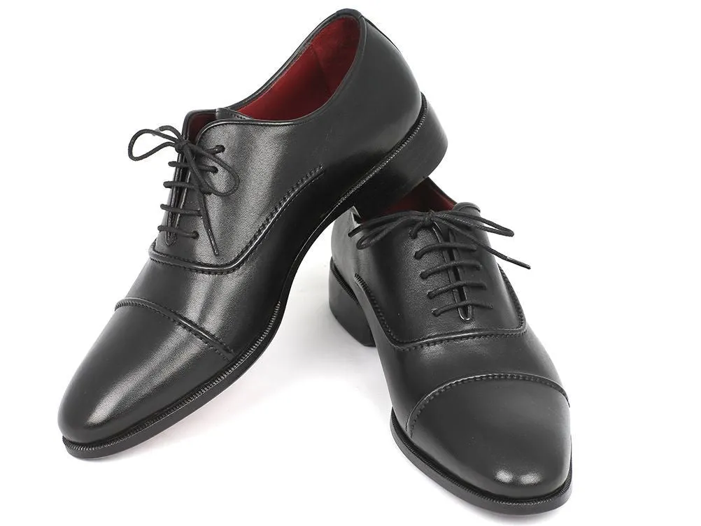 Paul Parkman Schuhe Paul Parkman Herrenhandbemalte Cap-Toe-Leder-Oxfords in Schwarz