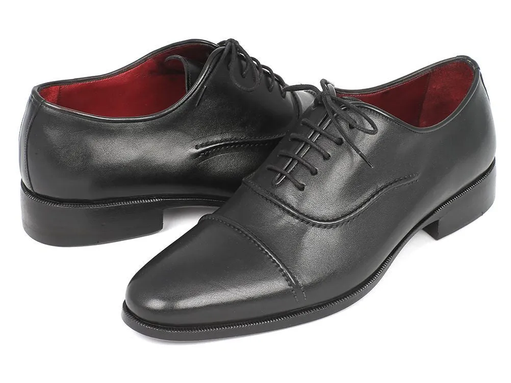Paul Parkman Schuhe Paul Parkman Herrenhandbemalte Cap-Toe-Leder-Oxfords in Schwarz