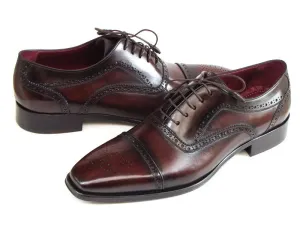 Paul Parkman Schuhe Paul Parkman Herrenhandbemalte Leder-Captoe-Oxfords in Bordeaux & Braun