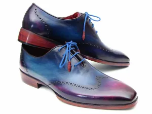 Paul Parkman Schuhe Paul Parkman Herren-Handbemalte Wingtip Oxfords in Blau & Lila