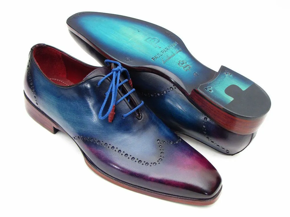 Paul Parkman Schuhe Paul Parkman Herren-Handbemalte Wingtip Oxfords in Blau & Lila