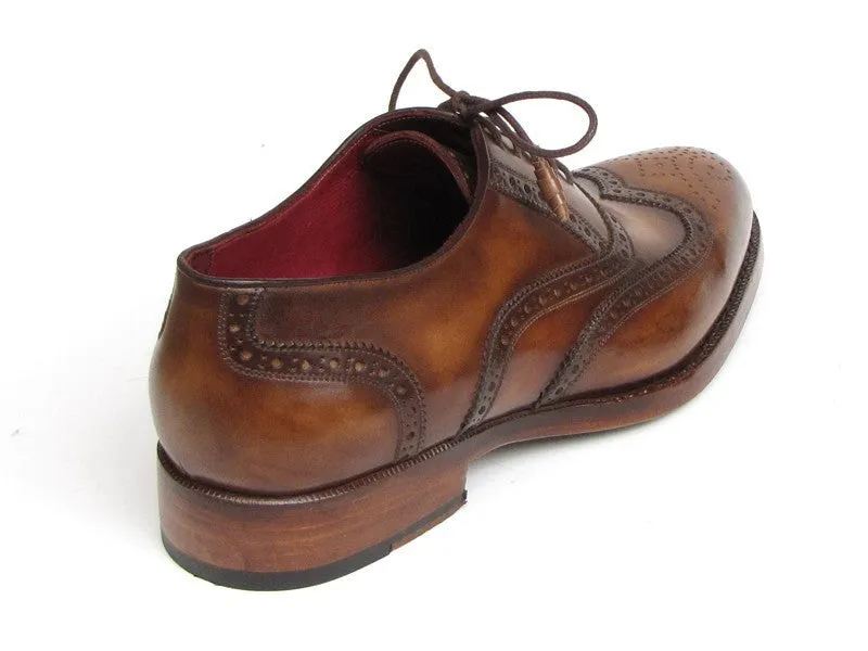 Paul Parkman Schuhe Paul Parkman Herrenhandbemalte Wingtip Oxfords in Tabak