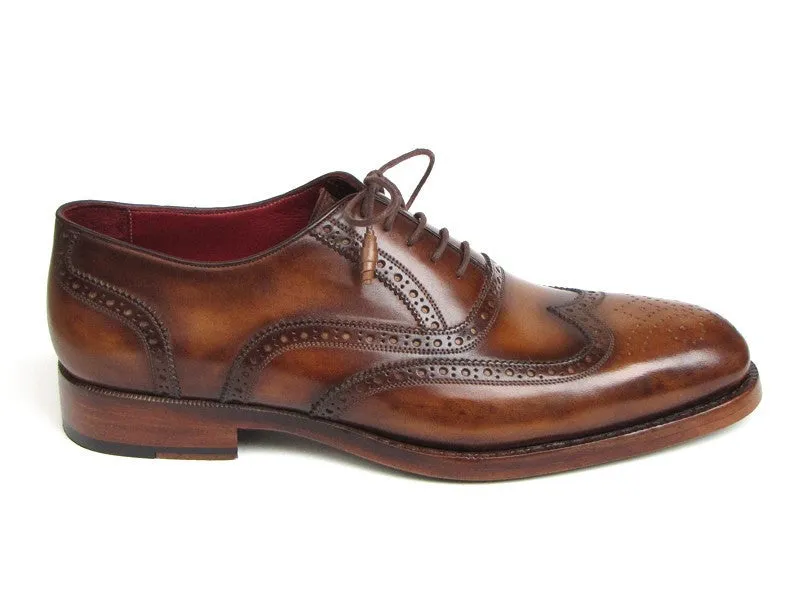 Paul Parkman Schuhe Paul Parkman Herrenhandbemalte Wingtip Oxfords in Tabak