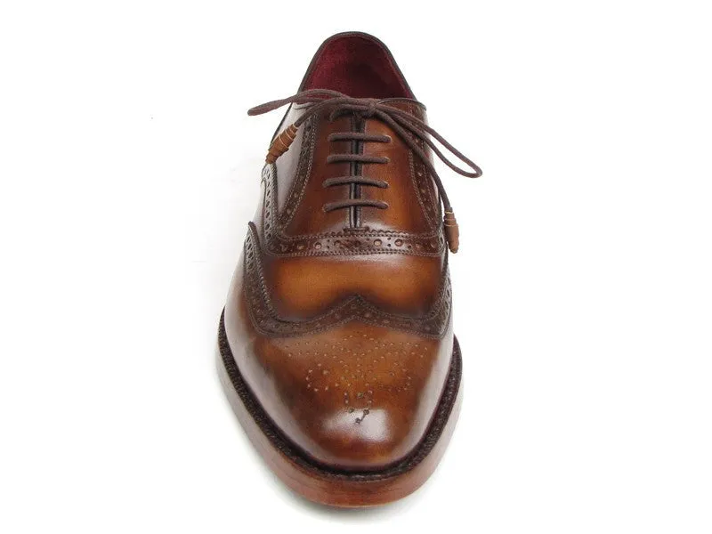 Paul Parkman Schuhe Paul Parkman Herrenhandbemalte Wingtip Oxfords in Tabak