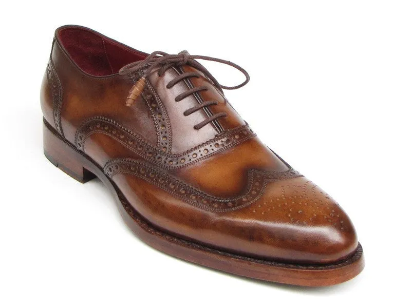 Paul Parkman Schuhe Paul Parkman Herrenhandbemalte Wingtip Oxfords in Tabak