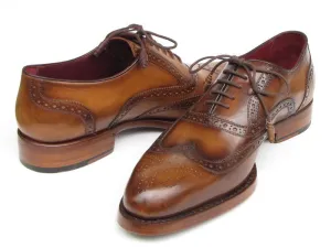 Paul Parkman Schuhe Paul Parkman Herrenhandbemalte Wingtip Oxfords in Tabak