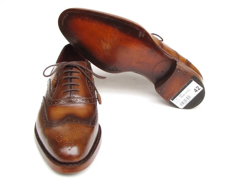Paul Parkman Schuhe Paul Parkman Herrenhandbemalte Wingtip Oxfords in Tabak