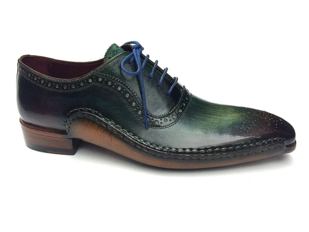 Paul Parkman Schuhe Paul Parkman Herren-Handbemalte Medaillon-Zehen-Leder-Oxfords in Grün & Lila