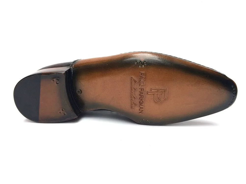 Paul Parkman Schuhe Paul Parkman Herren-Handbemalte Medaillon-Zehen-Leder-Oxfords in Grün & Lila