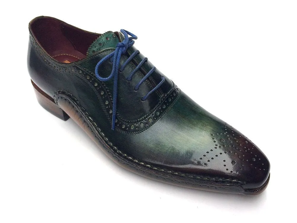 Paul Parkman Schuhe Paul Parkman Herren-Handbemalte Medaillon-Zehen-Leder-Oxfords in Grün & Lila