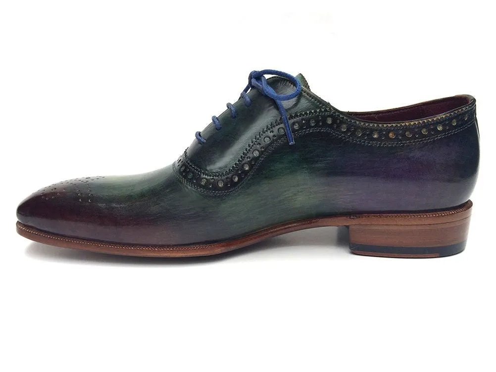 Paul Parkman Schuhe Paul Parkman Herren-Handbemalte Medaillon-Zehen-Leder-Oxfords in Grün & Lila