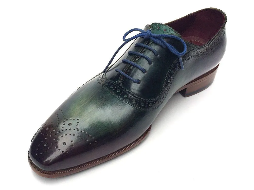 Paul Parkman Schuhe Paul Parkman Herren-Handbemalte Medaillon-Zehen-Leder-Oxfords in Grün & Lila