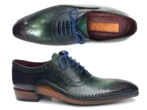 Paul Parkman Schuhe Paul Parkman Herren-Handbemalte Medaillon-Zehen-Leder-Oxfords in Grün & Lila