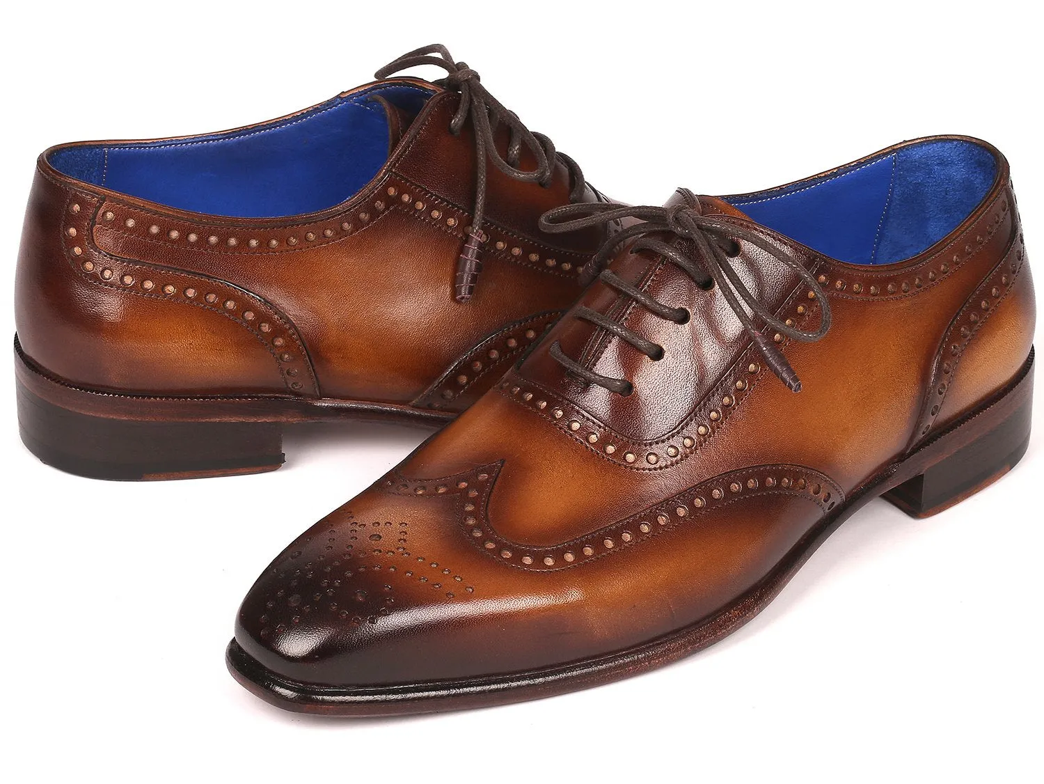 Paul Parkman Schuhe Paul Parkman Herren Handgefertigte Wingtip Oxfords in Braun