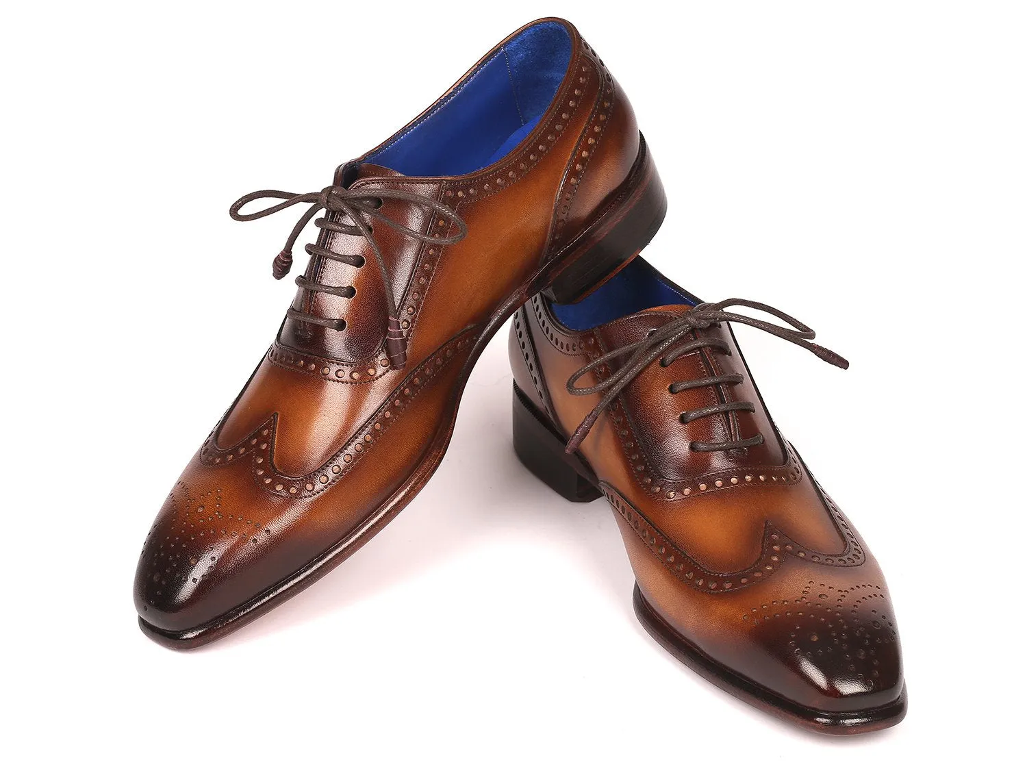 Paul Parkman Schuhe Paul Parkman Herren Handgefertigte Wingtip Oxfords in Braun