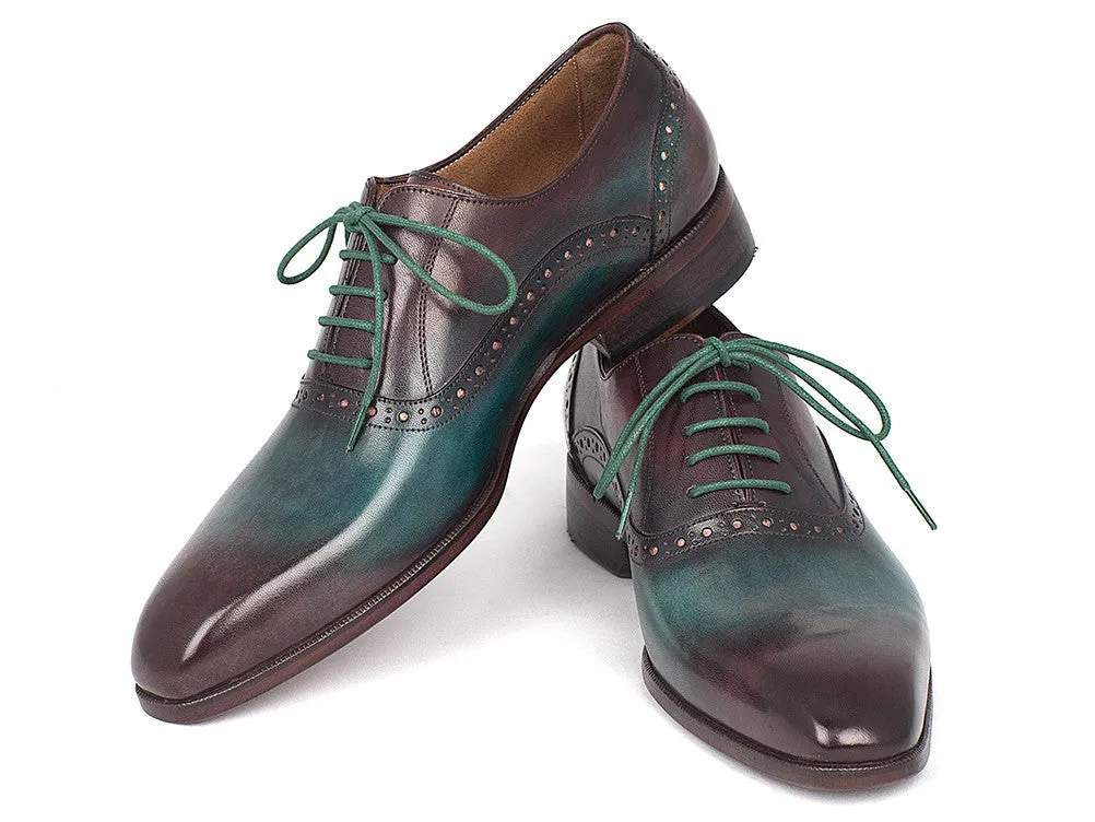 Paul Parkman Schuhe Paul Parkman Herren Oxfords mit Glattem Vorderteil in Grün & Bordeaux