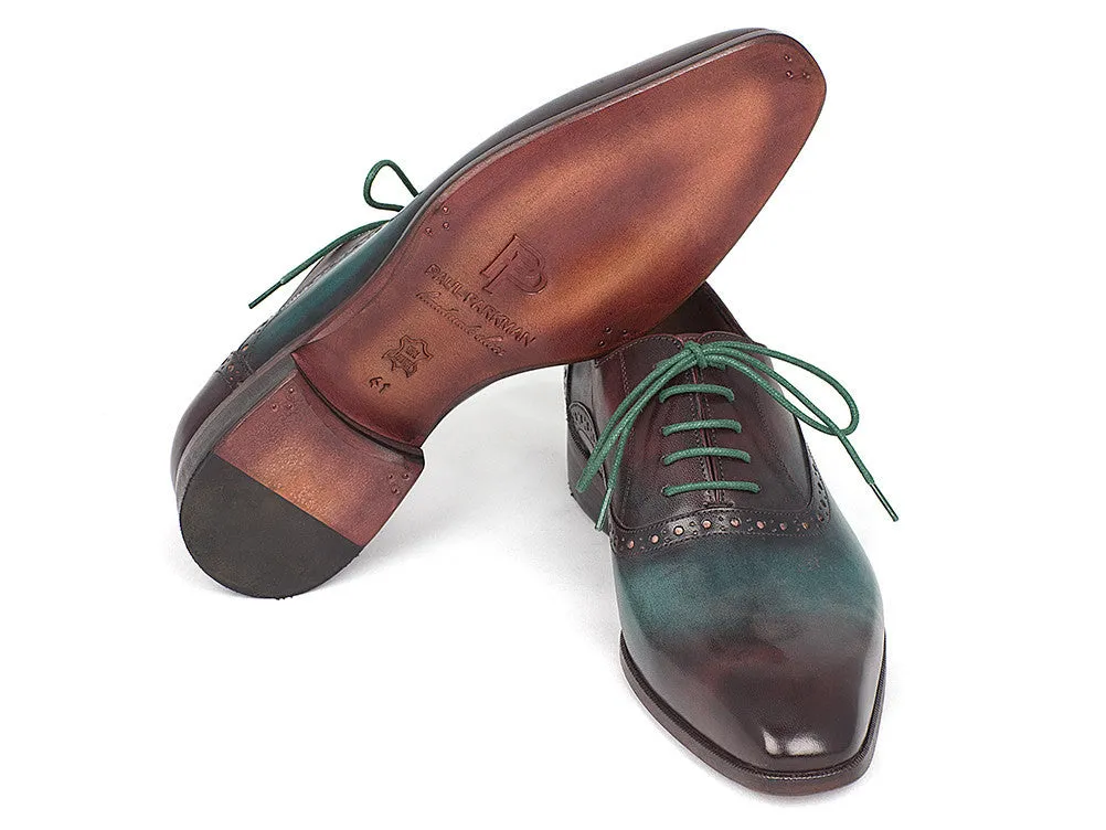 Paul Parkman Schuhe Paul Parkman Herren Oxfords mit Glattem Vorderteil in Grün & Bordeaux