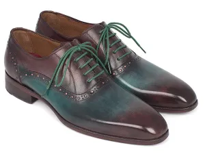 Paul Parkman Schuhe Paul Parkman Herren Oxfords mit Glattem Vorderteil in Grün & Bordeaux