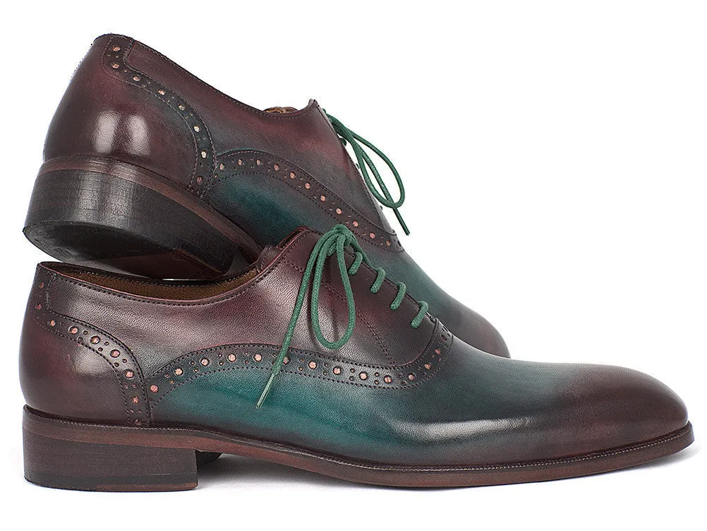 Paul Parkman Schuhe Paul Parkman Herren Oxfords mit Glattem Vorderteil in Grün & Bordeaux
