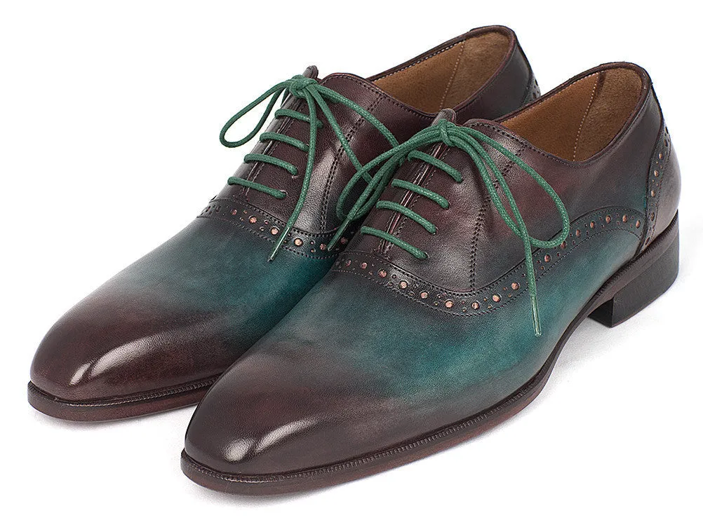 Paul Parkman Schuhe Paul Parkman Herren Oxfords mit Glattem Vorderteil in Grün & Bordeaux