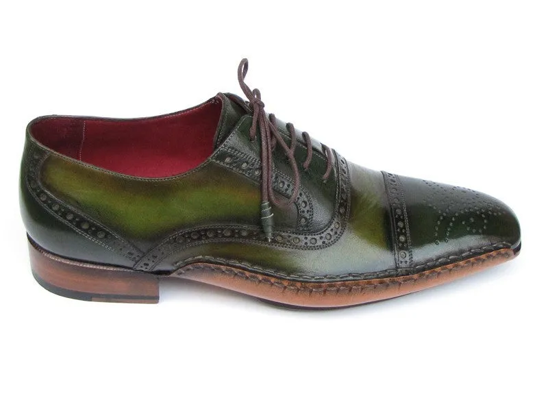 Paul Parkman Schuhe Paul Parkman Herren Seitengenähte Ledercaptoe Oxfords in Grün & Gelb