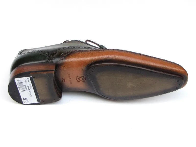 Paul Parkman Schuhe Paul Parkman Herren Seitengenähte Ledercaptoe Oxfords in Grün & Gelb
